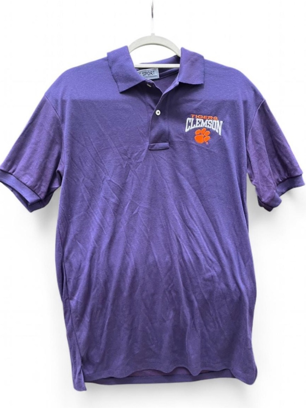 Vintage Clemson Tigers Purple Polo Shirt Made In USA Size Large